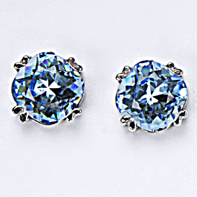 Stříbrné náušnice, krystal Swarovski, akvamarin, šperky s krystaly, NŠ 1225