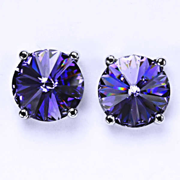 Stříbrné náušnice, krystal Swarovski,tanzanit, šperky s krystaly, NŠ 1188