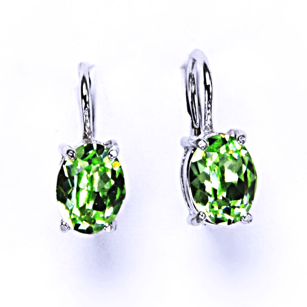 Stříbrné náušnice, krystal Swarovski, chryzolit, šperky s krystaly, NK 1245