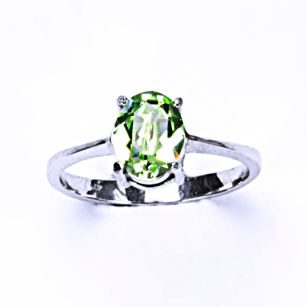 Stříbrný prsten, krystal Swarovski, chryzolit, šperky s krystaly, T 1245