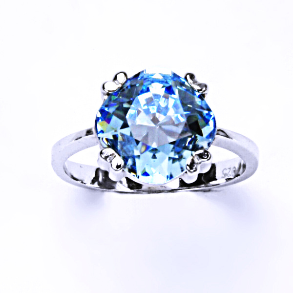 Stříbrný prsten, krystal Swarovski, akvamarin, šperky s krystaly, T 1225