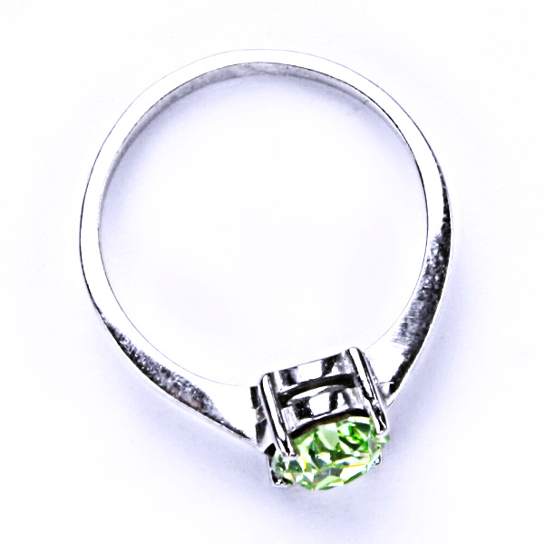 Stříbrný prsten, krystal Swarovski, chryzolit, šperky s krystaly, T 1245