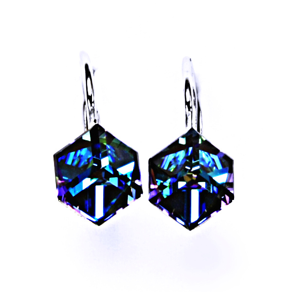 Stříbrné náušnice, krystal Swarovski, bermuda blue, šperky s krystaly, NK 1230 