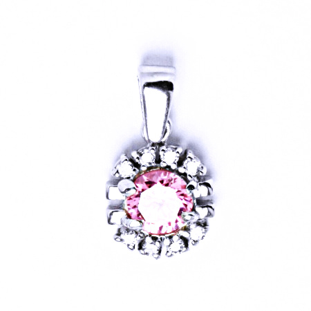 Stříbrný přívěšek s růžovým zirkonem VP 39 BZ+střed pink