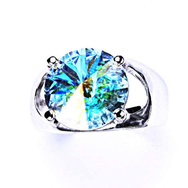 Stříbrný prsten, krystal Swarovski, AB Crystal, šperky s krystaly, T 1188