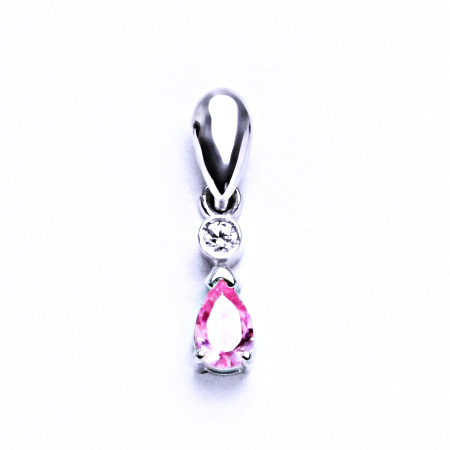 Stříbrný přívěšem s růžovým zirkonem VP103 BZ+slza pink