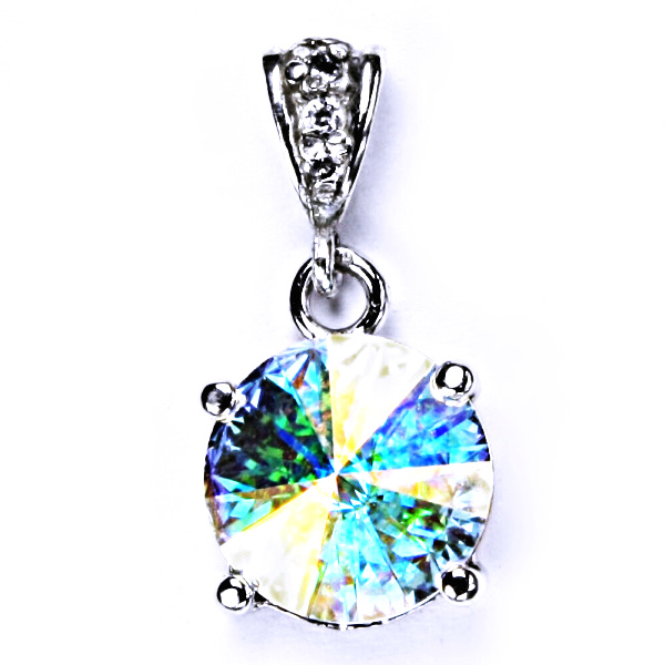 stříbrný přívěšek s krystalem Swarovski Rivoli (barva AB crystal)P 1188/2 