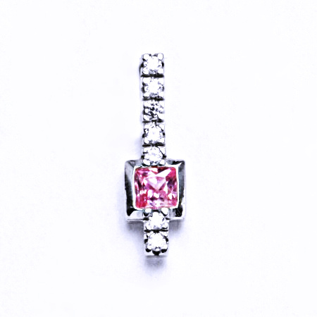 Stříbrný přívěšek s růžovým zirkonem VP82 pink