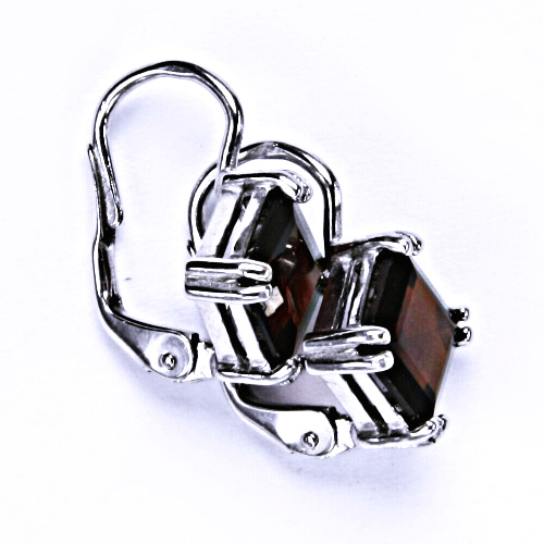 Stříbrné náušnice na patent, přírodní granát (7x7 mm), NK 1258 