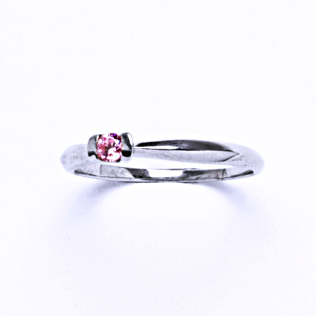 Stříbrný prsten s pink zirkonem, prsten ze stříbra VR 35