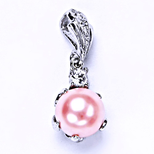 stříbrný přívěšek ,synt.perla 10 mm , P 1190/1  růžová