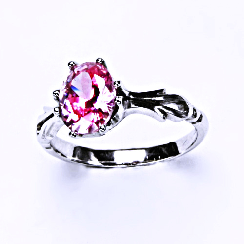 Stříbrný prsten s růžovým zirkonem (ovál 9x7mm) 0 T 1262