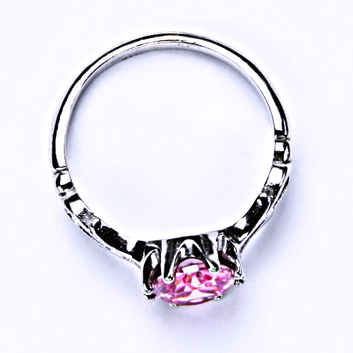 Stříbrný prsten s růžovým zirkonem (ovál 9x7mm) 0 T 1262
