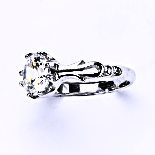 Stříbrný prsten (zásnubní) se zirkonem (8mm) 0 T 1261