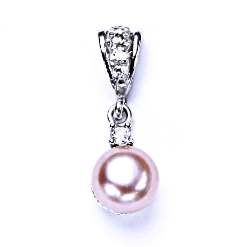 Stříbrný přívěšek přírodní růžová perla 8 mm, šperky P 1207/2 