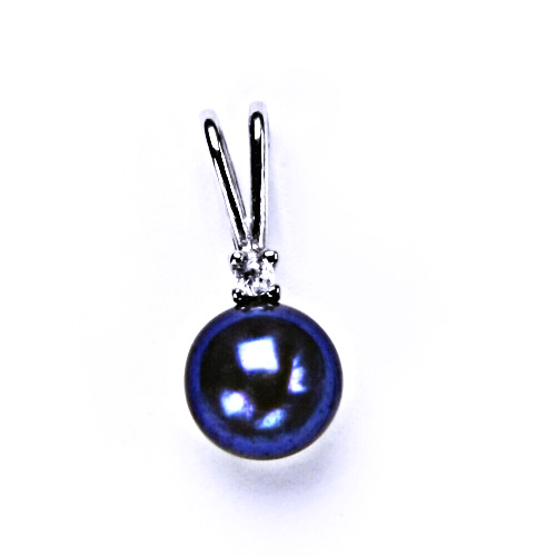 Stříbrný přívěšek přírodní černá perla 8 mm, šperky, P 1207 A pp 