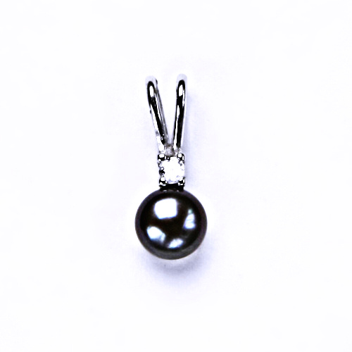 Stříbrný přívěšek , šperky(přírodní perla černá 5,5 mm)P 1243 
