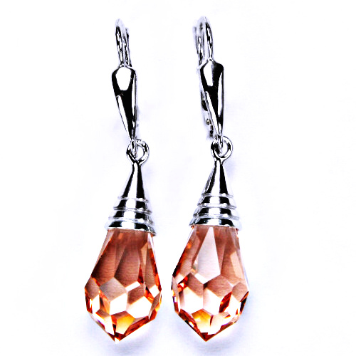 stříbrné náušnice, krystal, patent, šperky(light rose)NK 1200/20 
