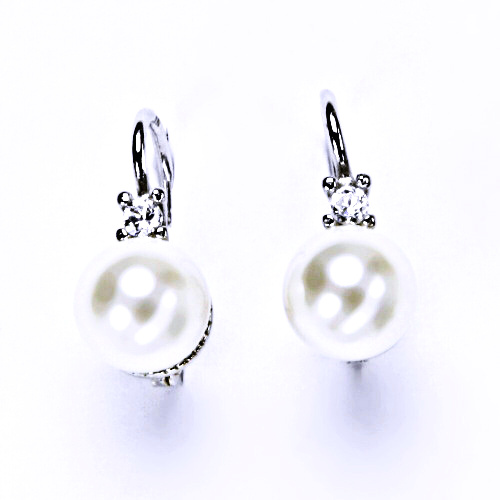 stříbrné šperky, náušnice na patent(perla um. bílá 8mm)NK 1207 