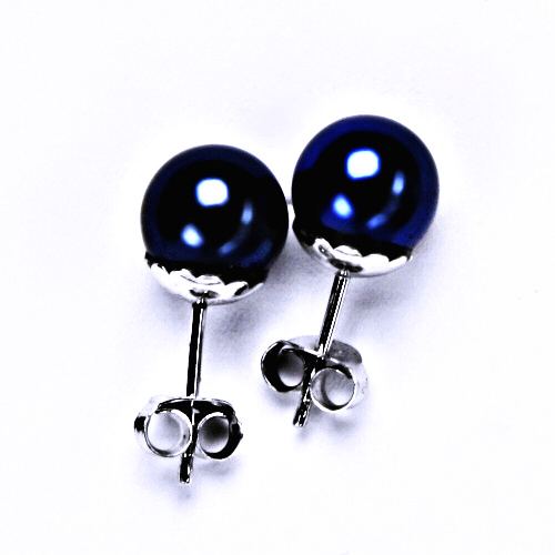 NŠ 1194 stříbrné šperky náušnice umělou perlou 10 mm, puzeta 6