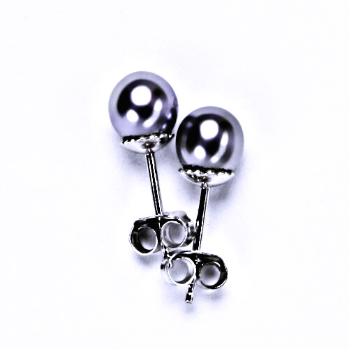 Stříbrné šperky náušnice synt. perla  6 mm, puzeta NŠ 1194  fialová C