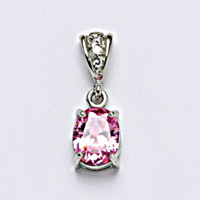 Stříbrný přívěsek s růžovým zirkonem, zirkon pink, stříbro, P 1244/2