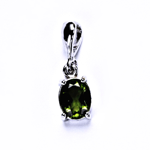 Stříbrný přívěšek s přírodním Vltavínem (9x7 mm), přírodní vltavín, P 1244/22 