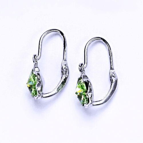 Stříbrné dětské náušnice s krystalem Swarovski (barva Peridot), NK 1297