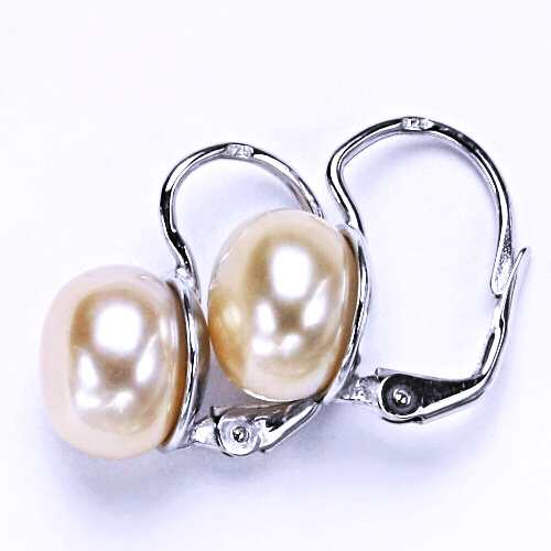 Stříbrné šperky, náušnice na patent(přírodní lososová perla 10 mm)NK 1298