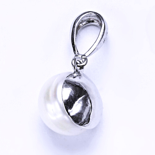 Stříbrný přívěšek, šperky(přírodní bílá perla 12 mm) P 1299/6