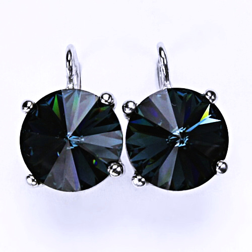 Stříbrné náušnice na patent s krystaly Swarovski Rivoli (barva Montana) NK 1188 