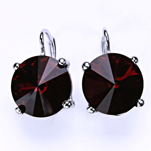 Stříbrné náušnice na patent s krystaly Swarovski Rivoli (barva Siam) NK 1188 