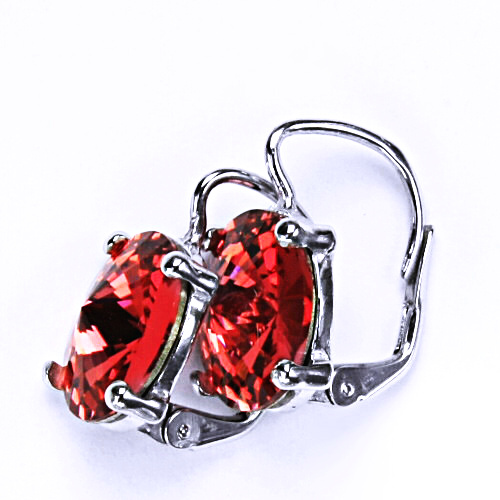 Stříbrné náušnice na patent s krystaly Swarovski Rivoli (barva Paparadscha) NK 1188 