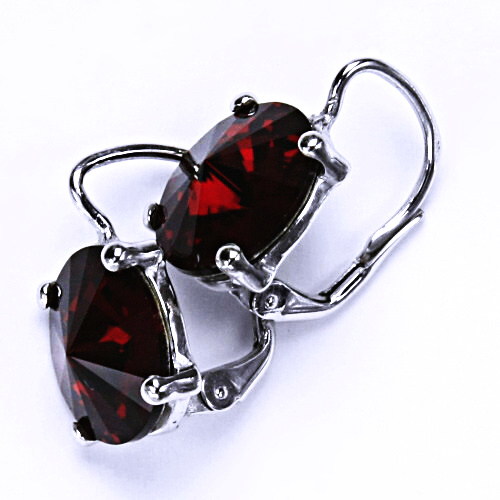 Stříbrné náušnice na patent s krystaly Swarovski Rivoli (barva Siam) NK 1188