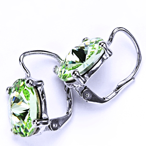 Stříbrné náušnice na patent s krystaly Swarovski Rivoli (barva Chryzolit) NK 1188