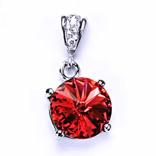 Stříbrný přívěšek s krystalem Swarovski Rivoli (barva Paparadcha) P 1188/2 
