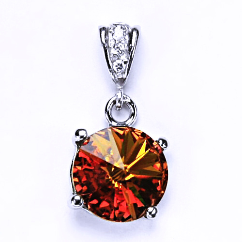 Stříbrný přívěsek s krystalem Swarovski Rivoli (barva Topaz) P 1188/2 