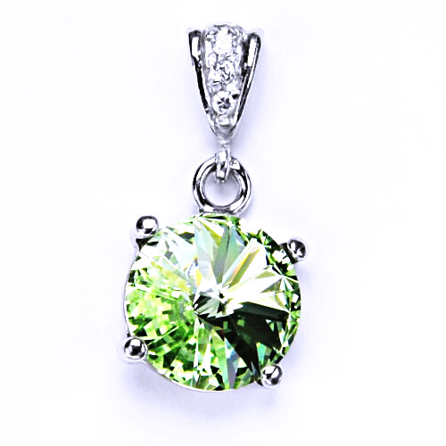 Stříbrný přívěšek s krystalem Swarovski Rivoli (barva Chryzolit)P 1188/2 