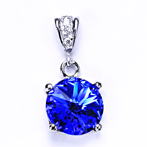 Stříbrný přívěšek s krystalem Swarovski Rivoli (barva Saphhire)P 1188/2 