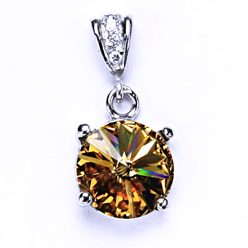 Stříbrný přívěšek s krystalem Swarovski Rivoli (barva Light topaz) P 1188/2 