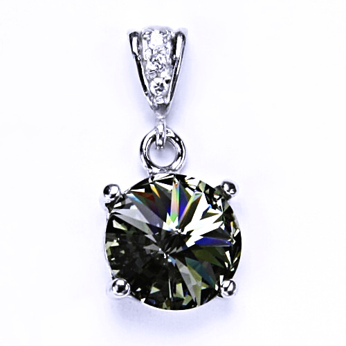 Stříbrný přívěšek s krystalem Swarovski Rivoli (barva Black diamond) P 1188/2 
