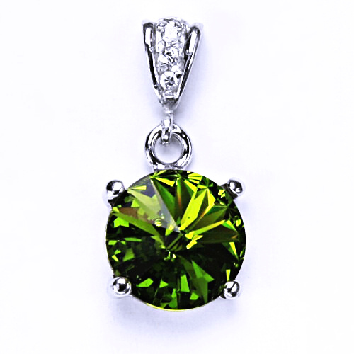 Stříbrný přívěšek s krystalem Swarovski Rivoli (barva Olivín)P 1188/2 