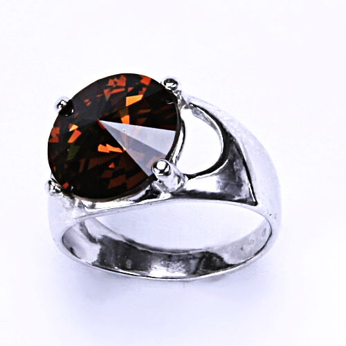 Stříbrný prsten s krystalem Swarovski Rivoli (barva Smoked topaz) T 1188