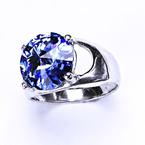 Stříbrný prsten s krystalem Swarovski Rivoli (barva Light saphire)T 1188 