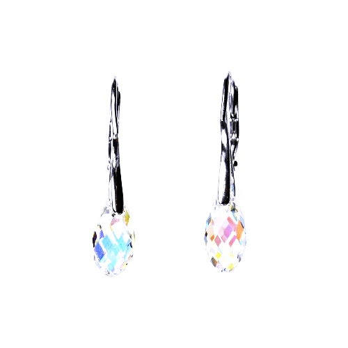 Stříbrné náušnice, šperky, Swarovski krystal, patent (kapka AB crystal 13 mm)NK 1295 