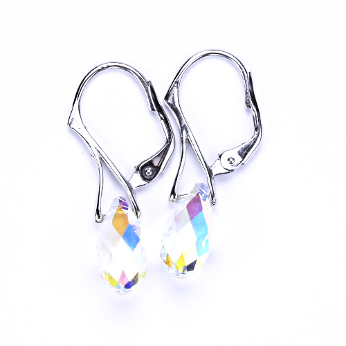 Stříbrné náušnice, šperky, Swarovski krystal, patent (kapka AB crystal 13 mm)NK 1295