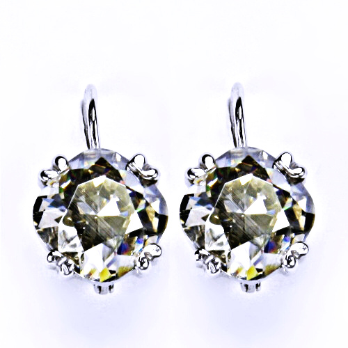 Stříbrné náušnice na patent s krystaly Swarovski (barva Silver shade)NK 1225 