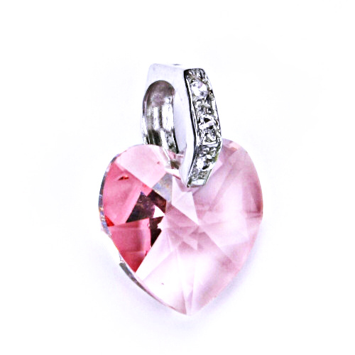 Stříbrný přívěšek,šperky, Swarovski krystal (srdce 14mm light rose) P 1304 