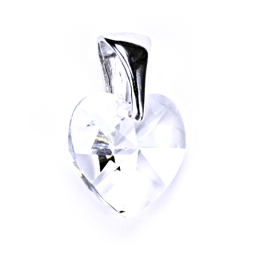Stříbrný přívěšek,šperky, Swarovski krystal (čiré srdce 14mm) P 1303