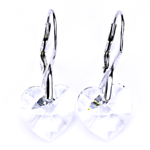Stříbrné náušnice, šperky, Swarovski krystal, patent (čiré 14 mm)NK 1295